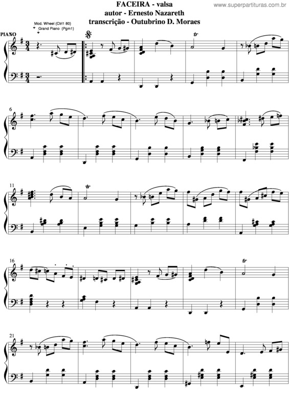 Partitura da música Faceira v.4