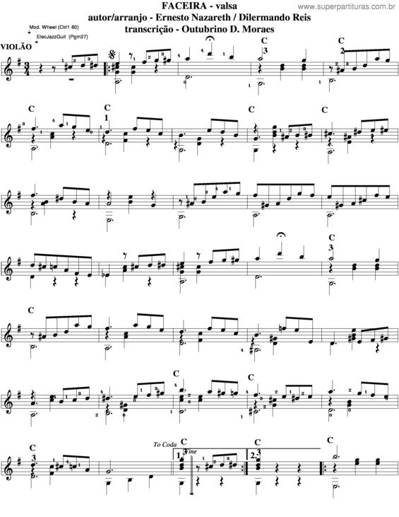 Partitura da música Faceira v.6