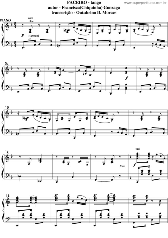 Partitura da música Faceiro v.2