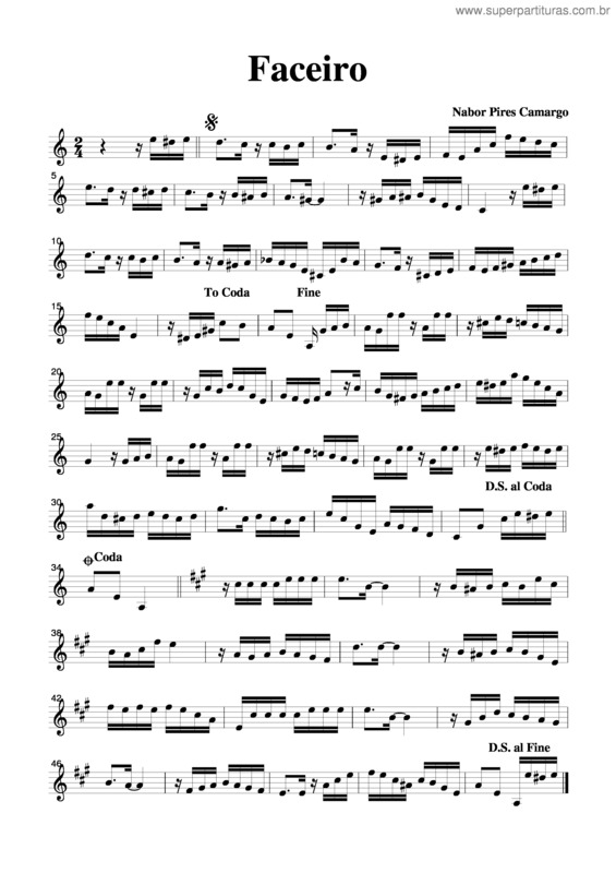 Partitura da música Faceiro