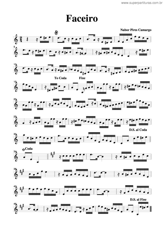 Partitura da música Faceiro