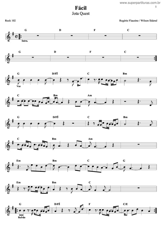 Partitura da música Fácil V.2
