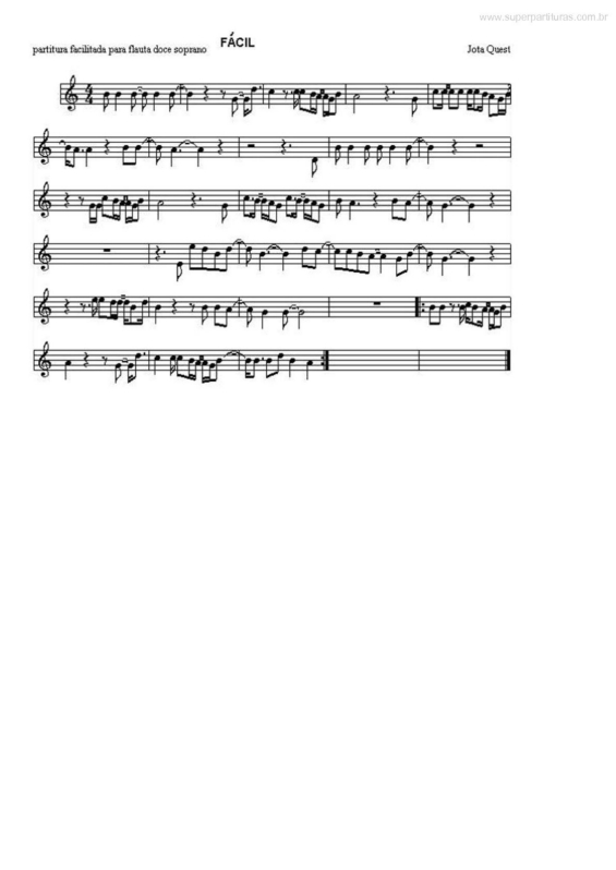 Partitura da música Fácil