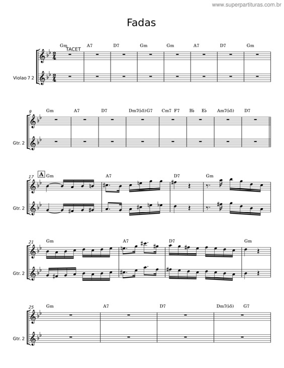 Partitura da música Fadas