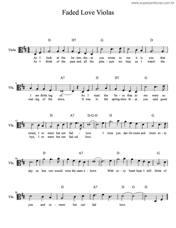 Partitura da música Faded Love Violas