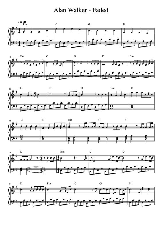 Partitura da música Faded