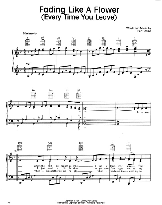 Partitura da música Fading Like A Flower v.2