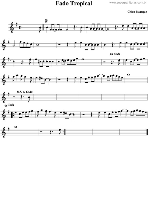 Partitura da música Fado Tropical