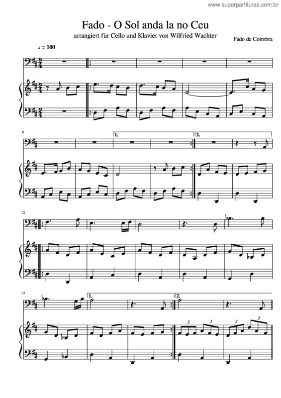 Partitura da música Fado v.2