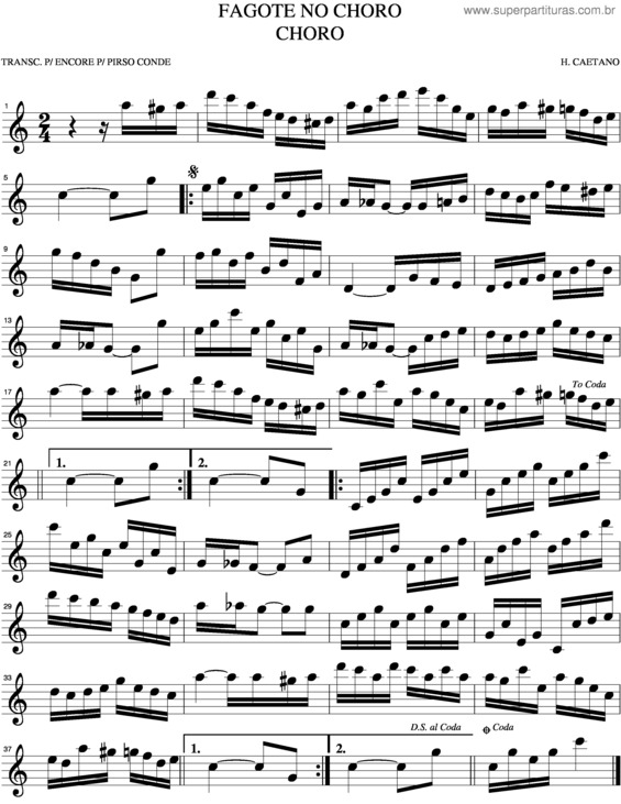 Partitura da música Fagote No Choro v.2