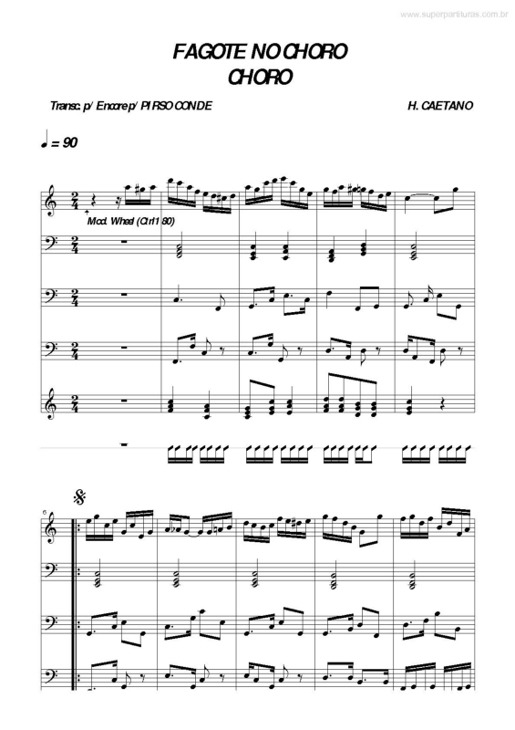 Partitura da música Fagote no Choro