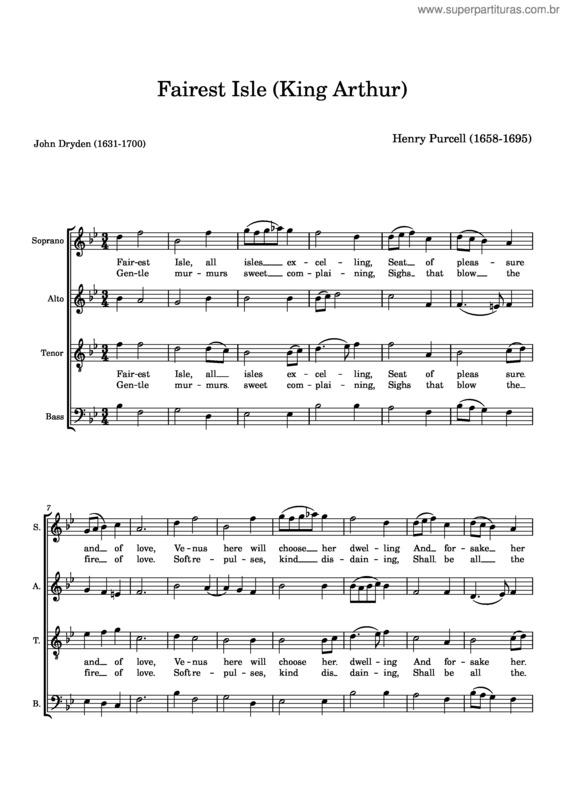 Partitura da música Fairest Isle