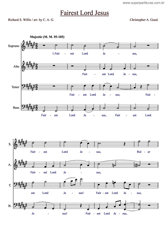 Partitura da música Fairest Lord Jesus V. 1