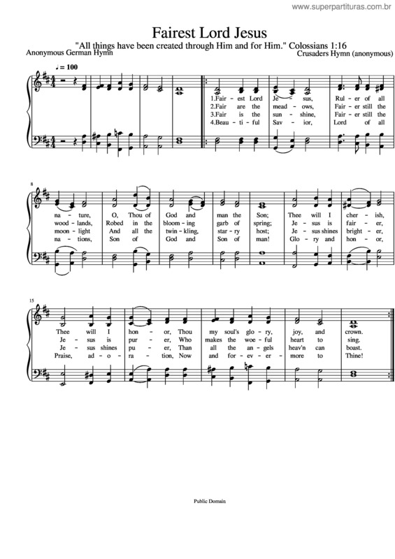 Partitura da música Fairest Lord Jesus v.3