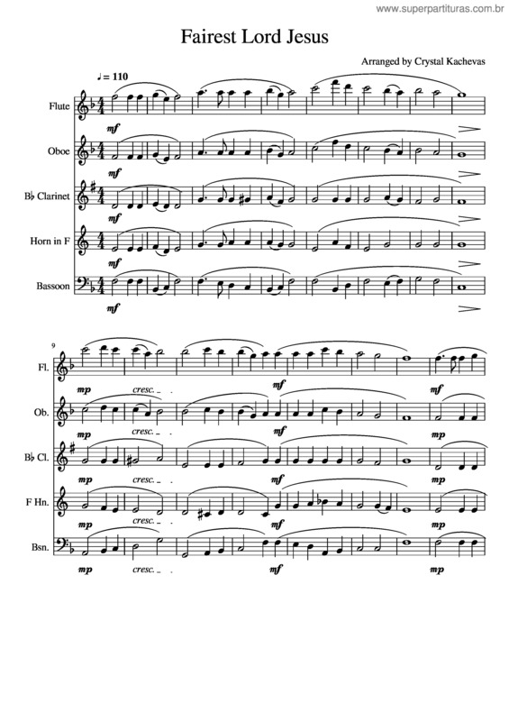 Partitura da música Fairest Lord Jesus v.4