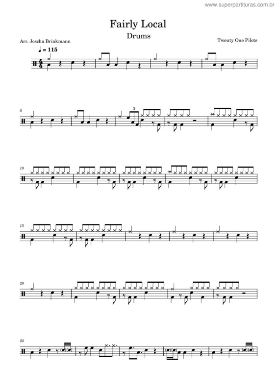 Partitura da música Fairly Local – Twenty One Pilots – Drums