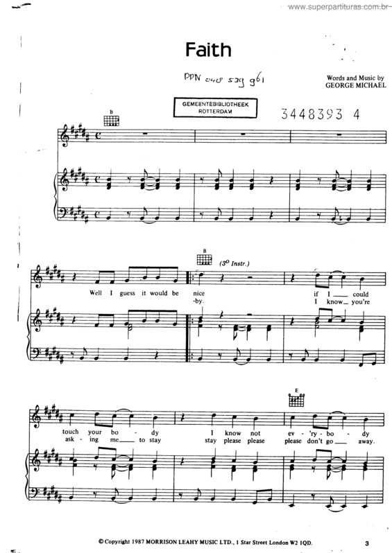 Partitura da música Faith v.3