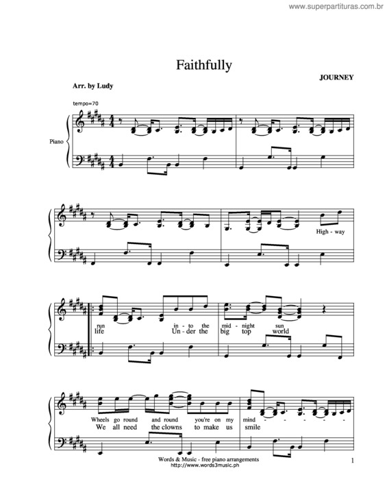 Partitura da música Faithfully v.4
