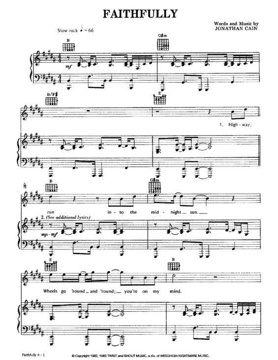 Partitura da música Faithfully v.5