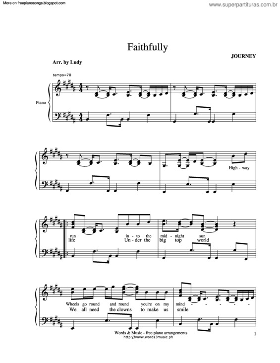 Partitura da música Faithfully v.6