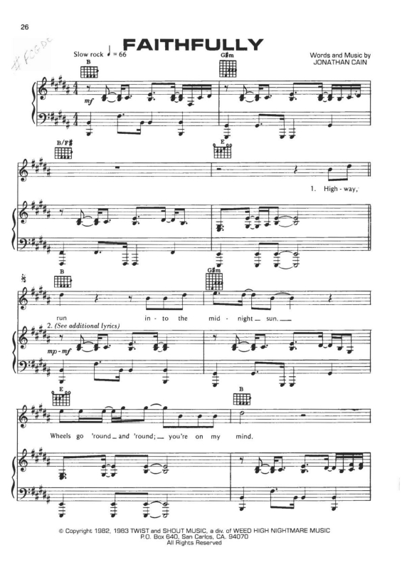 Partitura da música Faithfully