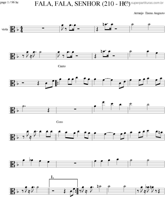 Partitura da música Fala, Fala, Senhor - 210 HC v.22