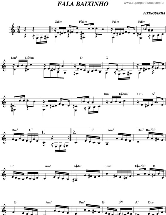 Partitura da música Fala Baixinho v.2