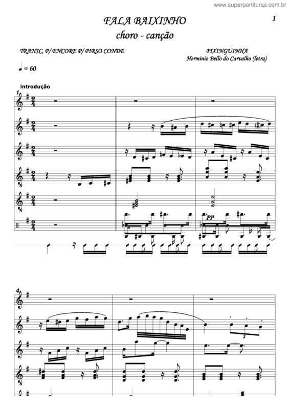 Partitura da música Fala Baixinho v.3