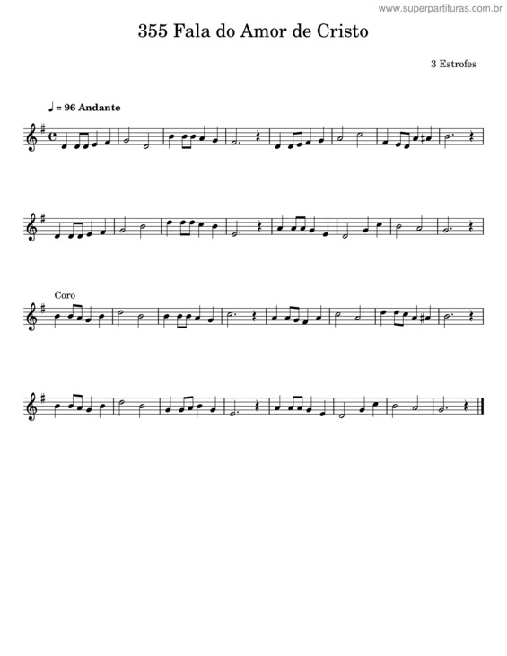 Partitura da música Fala Do Amor De Cristo v.3