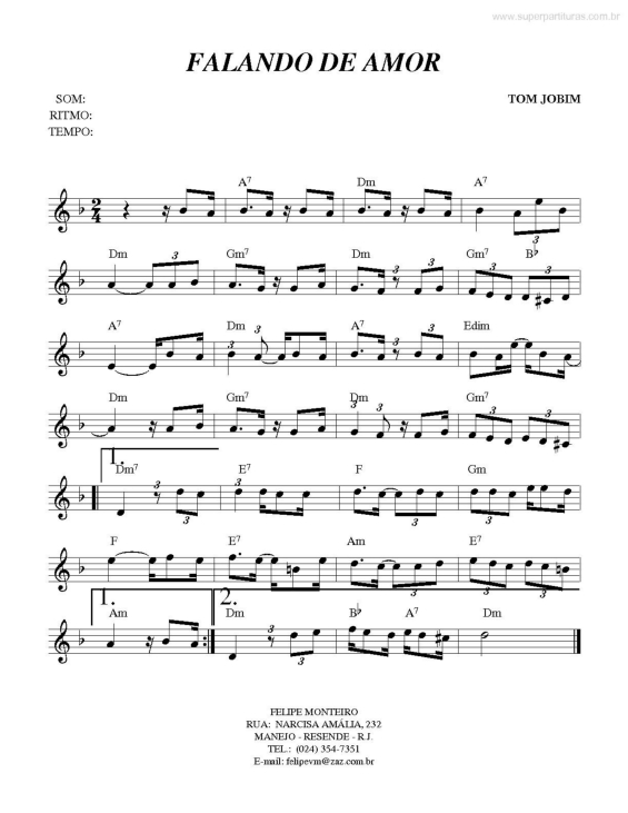 Partitura da música Falando de Amor