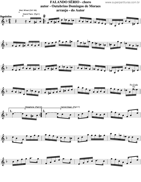 Partitura da música Falando Sério v.4