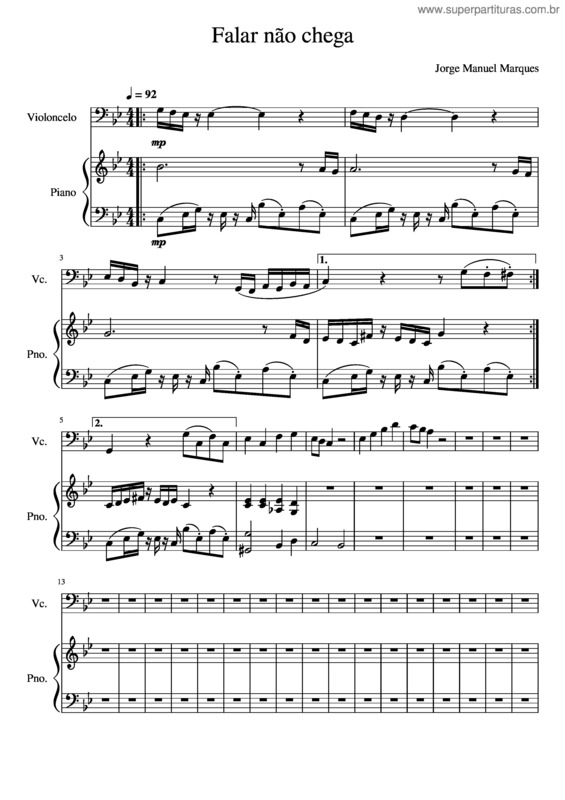 Partitura da música Falar Não Chega