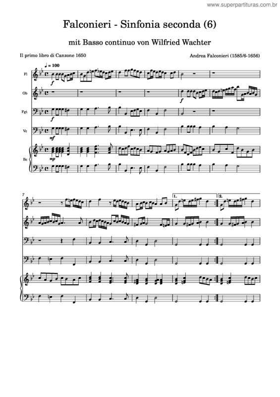 Partitura da música Falconieri – Sinfonia Seconda