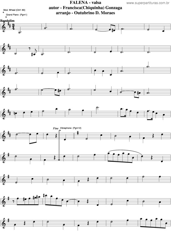 Partitura da música Falena v.2