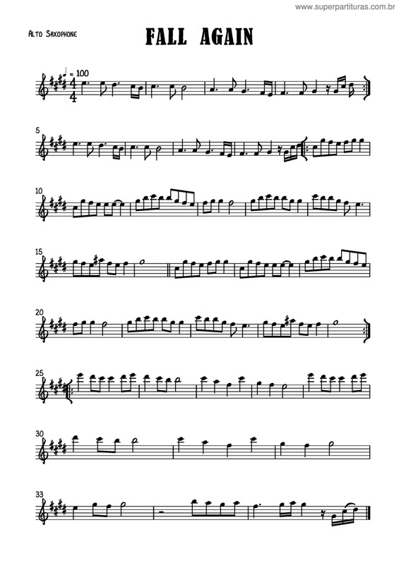 Partitura da música Fall Again v.2