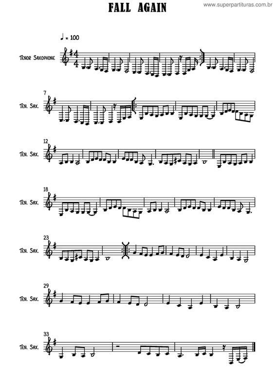 Partitura da música Fall Again v.3