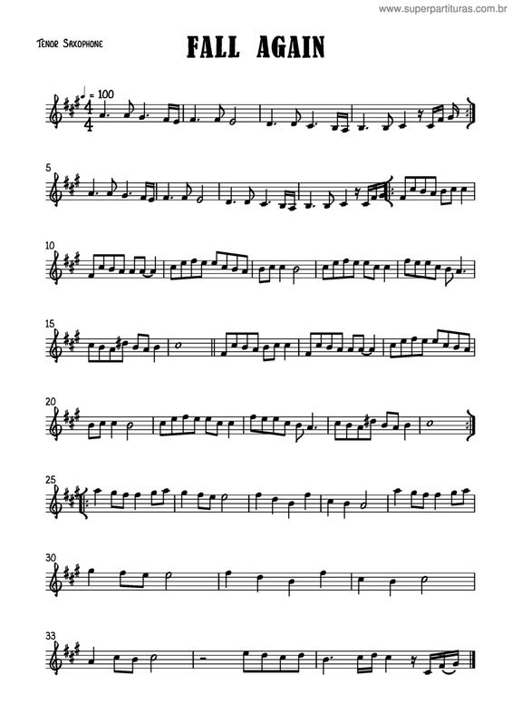 Partitura da música Fall Again