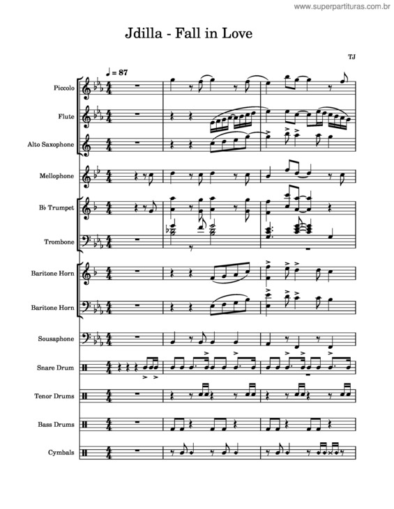 Partitura da música Fall In Love – J Dilla