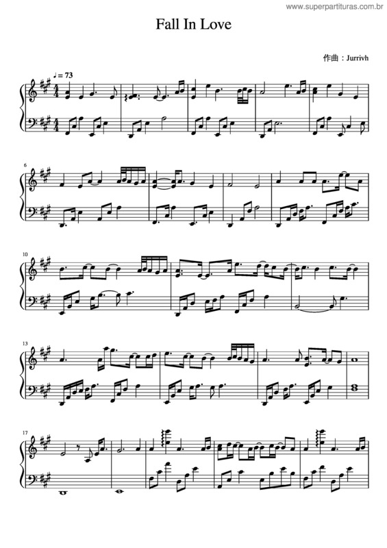 Partitura da música Fall In Love – Jurrivh