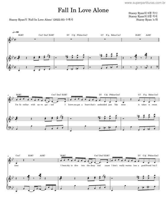 Partitura da música Fall In Love Alone – Stacey Ryan