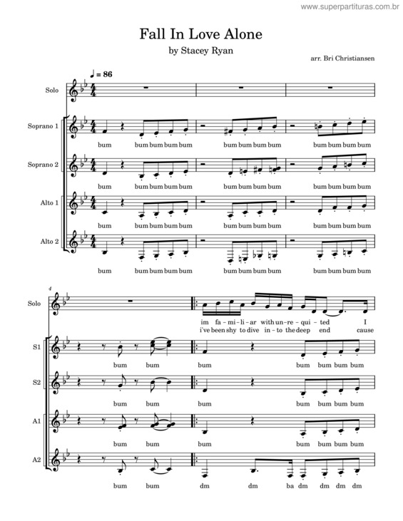Partitura da música Fall In Love Alone