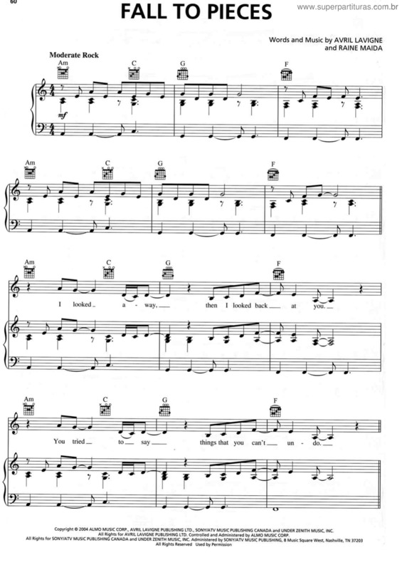 Partitura da música Fall To Pieces v.2