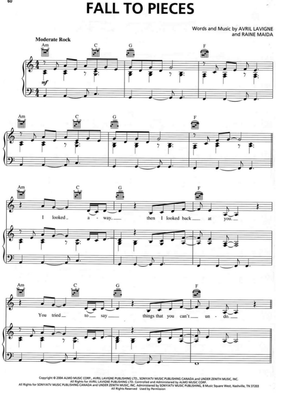 Partitura da música Fall to Pieces