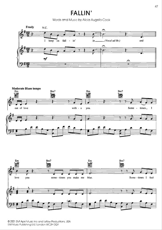 Partitura da música Fallin´ v.3