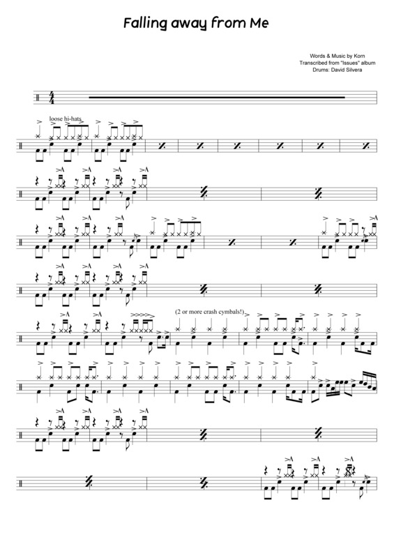 Partitura da música Falling Away from Me