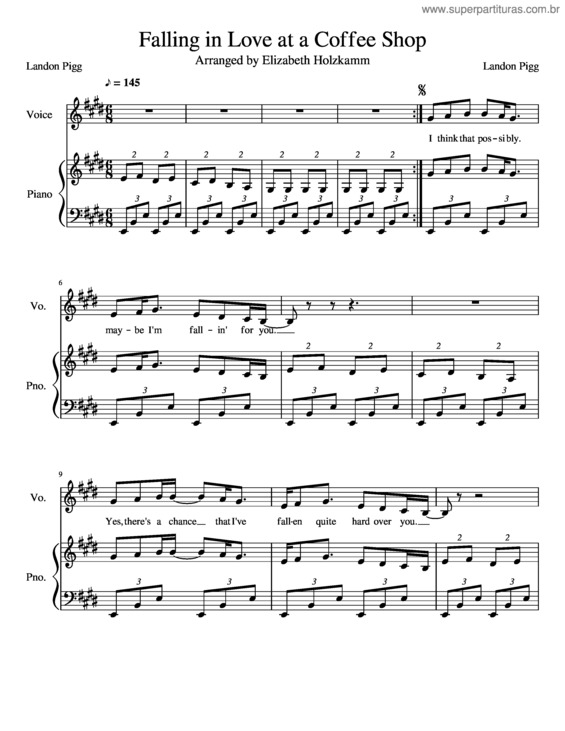 Partitura da música Falling In Love At A Coffee Shop