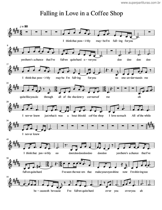 Partitura da música Falling In Love In A Coffee Shop