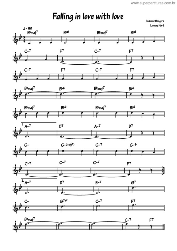 Partitura da música Falling In Love With Love – Richard Rodgers