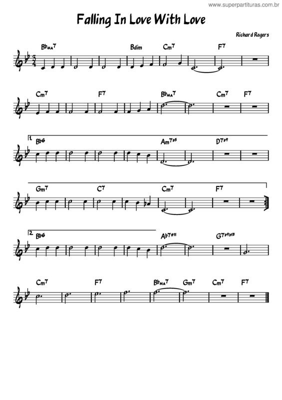Partitura da música Falling In Love With Love v.2
