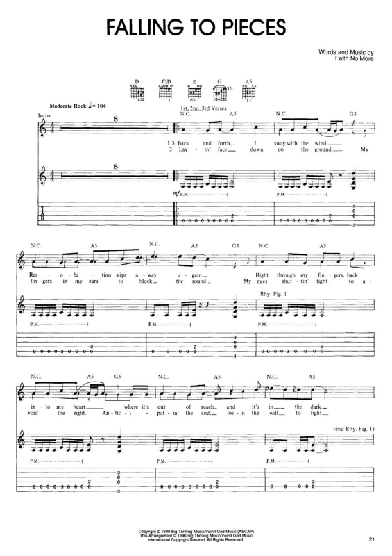 Partitura da música Falling to Pieces